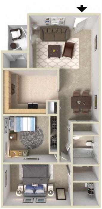 2 Bedroom 1.5 Bath with Den